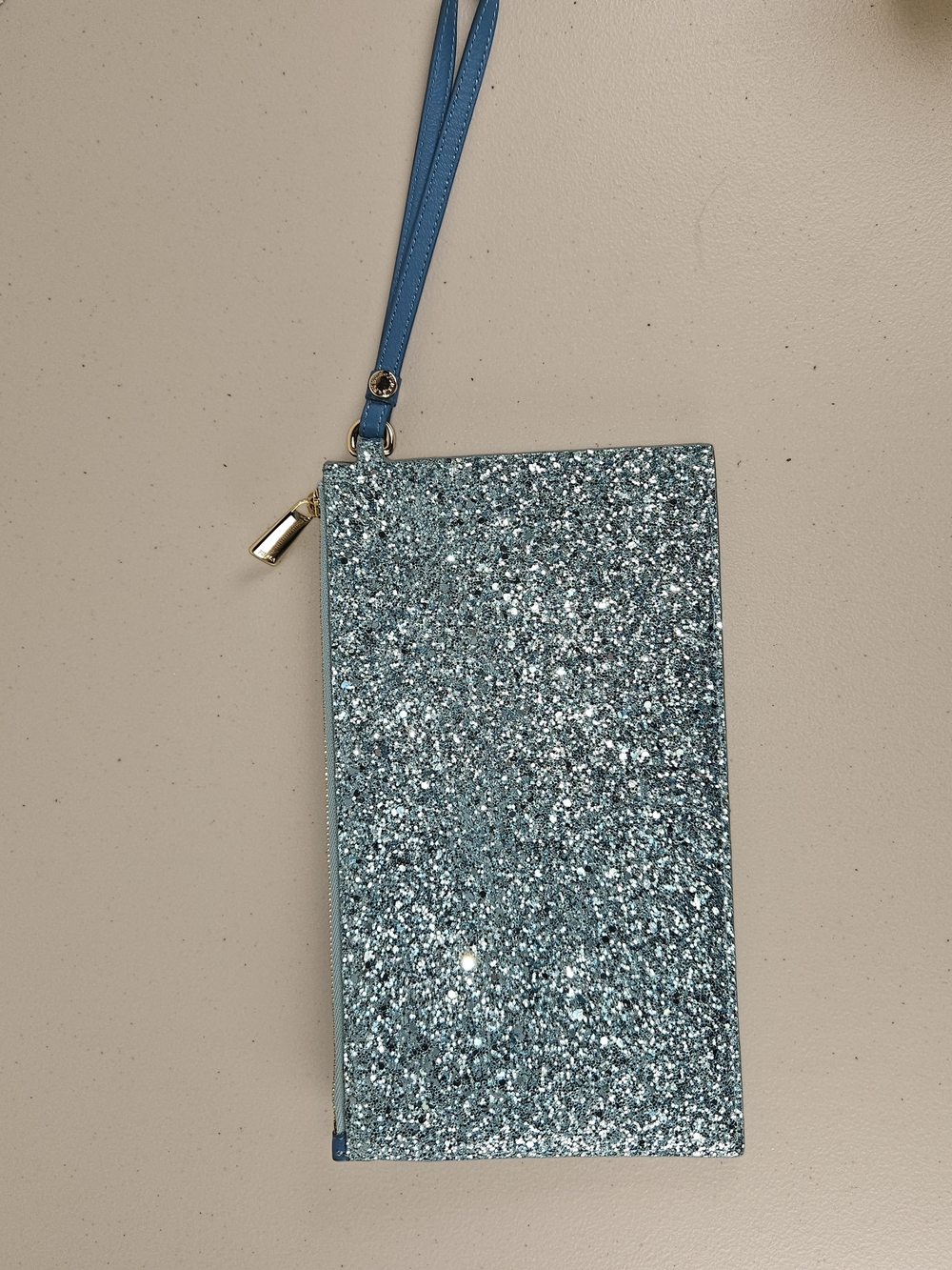 Like New FURLA Teal Blue Glitter Wristlet Clutch - Picture 8 of 15